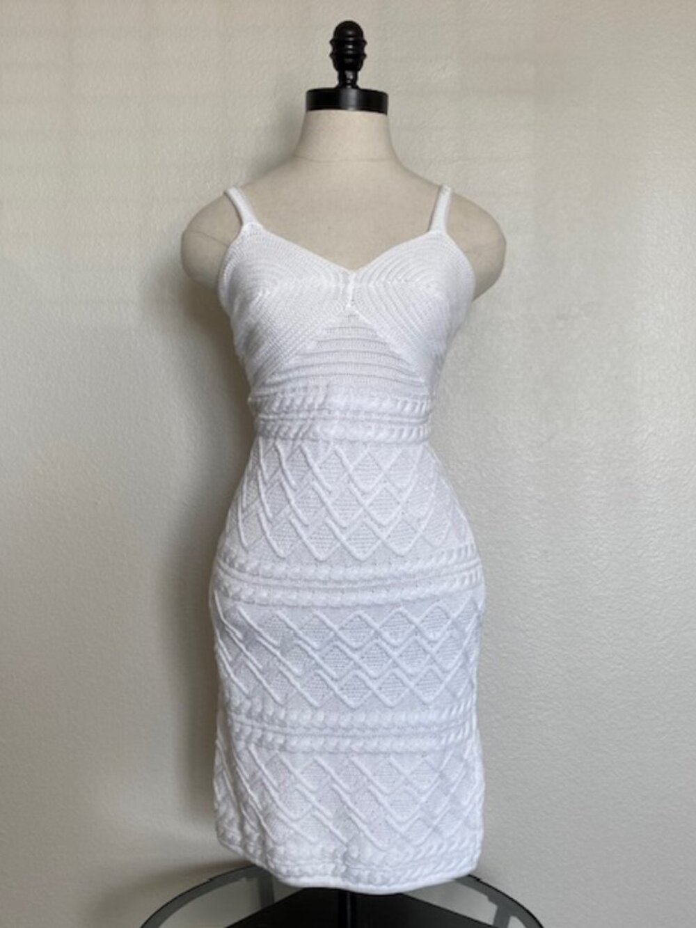 Rnwy The Label Cailin Crochet Dress White Medium Boho Mini Lace Knit Sheer Beach